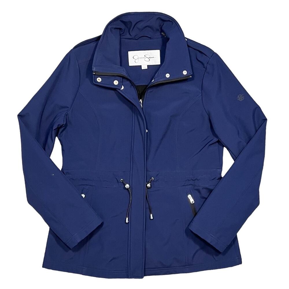 Jessica Simpson Navy Zip-Up Fleece Lined Water Resistant Jacket Womens Large